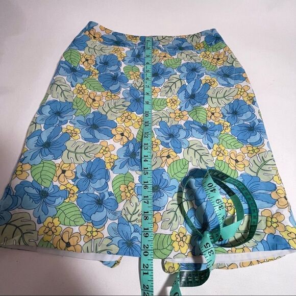 Norton McNaughton Petites blue and yellow floral linen blend skirt size 8P - Picture 2 of 12